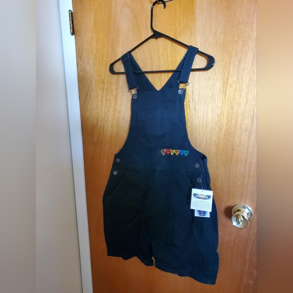 Target Pride Black Overalls with Colorful Embroidery Size XS